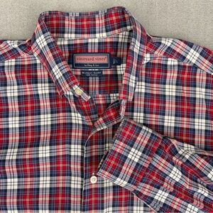 Vineyard Vines Shirt Men's L Classic Fit Murray Blue Red Plaid Whale Logo Preppy
